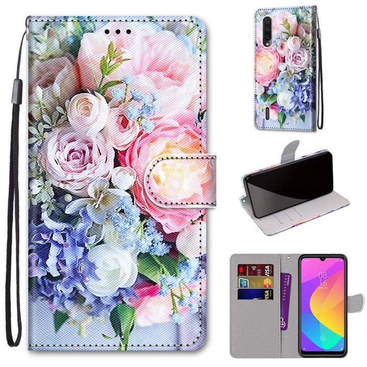 Coloured Drawing Cross Texture Horizontal Flip PU Leather Case with Holder & Card Slots & Wallet & Lanyard, For Xiaomi Mi CC9e / A3