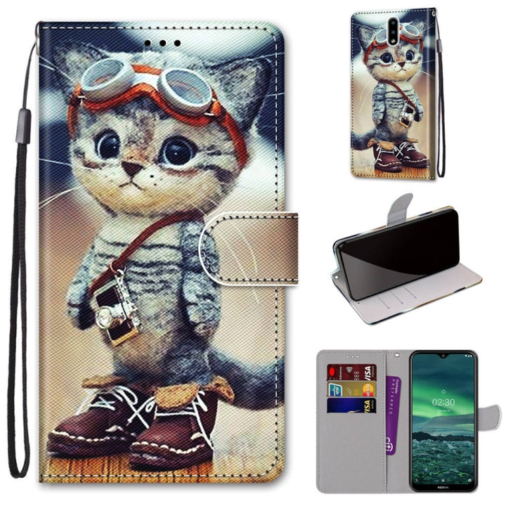 Coloured Drawing Cross Texture Horizontal Flip PU Leather Case with Holder & Card Slots & Wallet & Lanyard, For Nokia 2.3