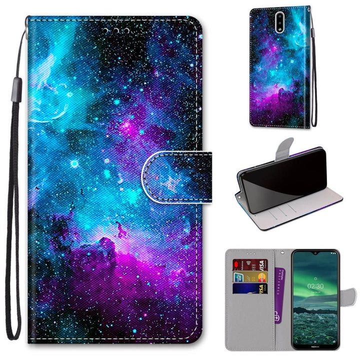 Coloured Drawing Cross Texture Horizontal Flip PU Leather Case with Holder & Card Slots & Wallet & Lanyard, For Nokia 2.3