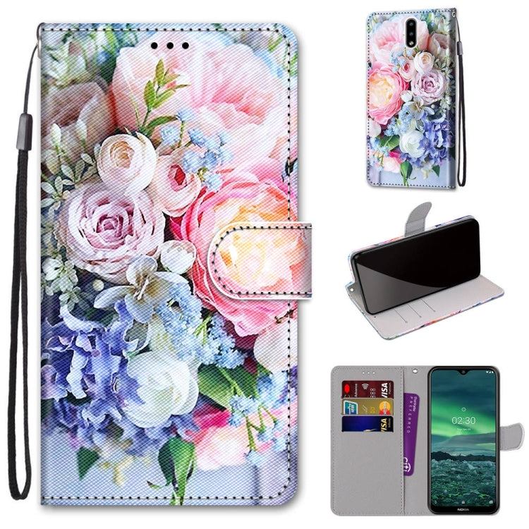 Coloured Drawing Cross Texture Horizontal Flip PU Leather Case with Holder & Card Slots & Wallet & Lanyard, For Nokia 2.3