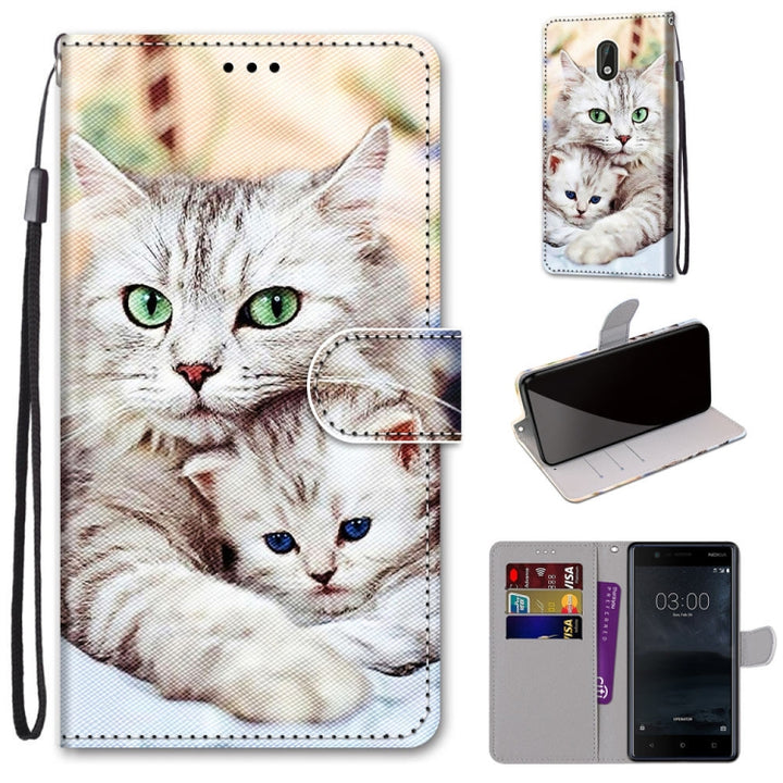 Coloured Drawing Cross Texture Horizontal Flip PU Leather Case with Holder & Card Slots & Wallet & Lanyard, For Nokia 3