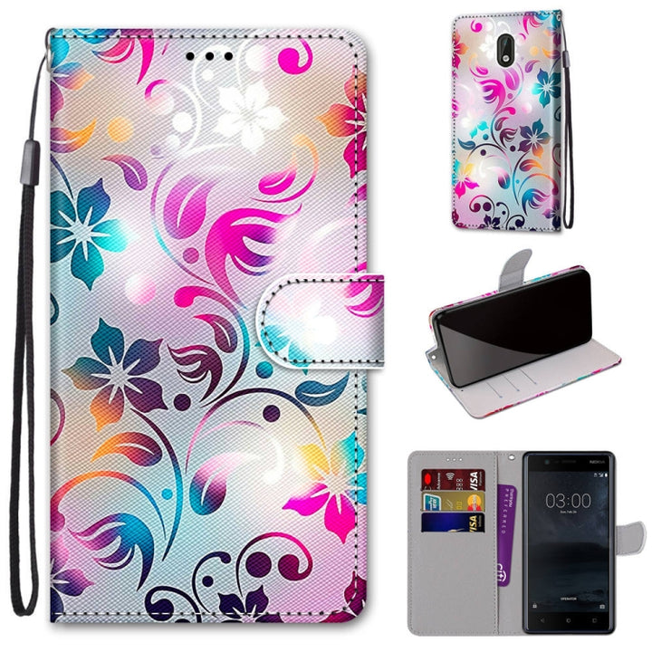 Coloured Drawing Cross Texture Horizontal Flip PU Leather Case with Holder & Card Slots & Wallet & Lanyard, For Nokia 3