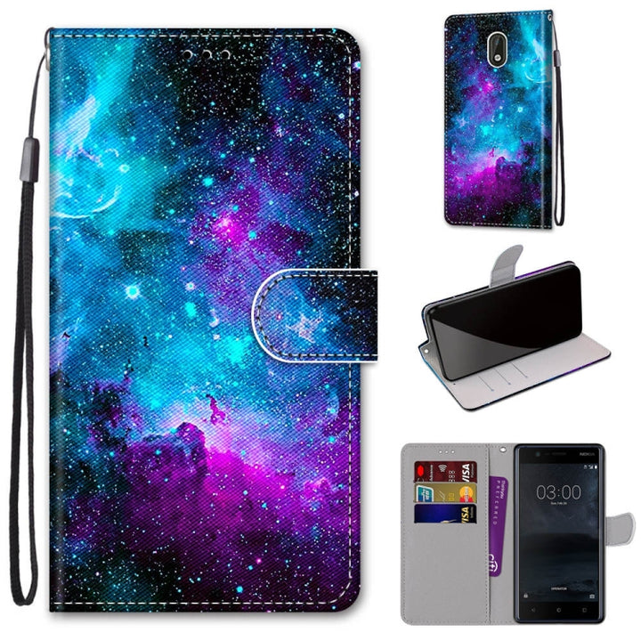 Coloured Drawing Cross Texture Horizontal Flip PU Leather Case with Holder & Card Slots & Wallet & Lanyard, For Nokia 3