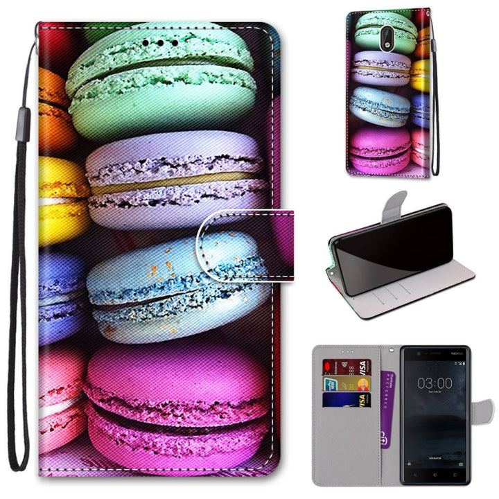 Coloured Drawing Cross Texture Horizontal Flip PU Leather Case with Holder & Card Slots & Wallet & Lanyard, For Nokia 3