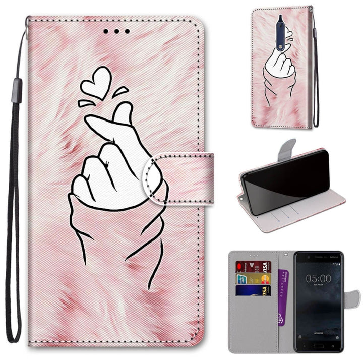 Coloured Drawing Cross Texture Horizontal Flip PU Leather Case with Holder & Card Slots & Wallet & Lanyard, For Nokia 5