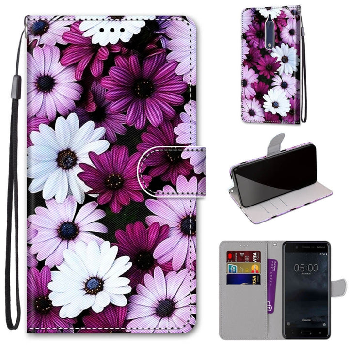 Coloured Drawing Cross Texture Horizontal Flip PU Leather Case with Holder & Card Slots & Wallet & Lanyard, For Nokia 5