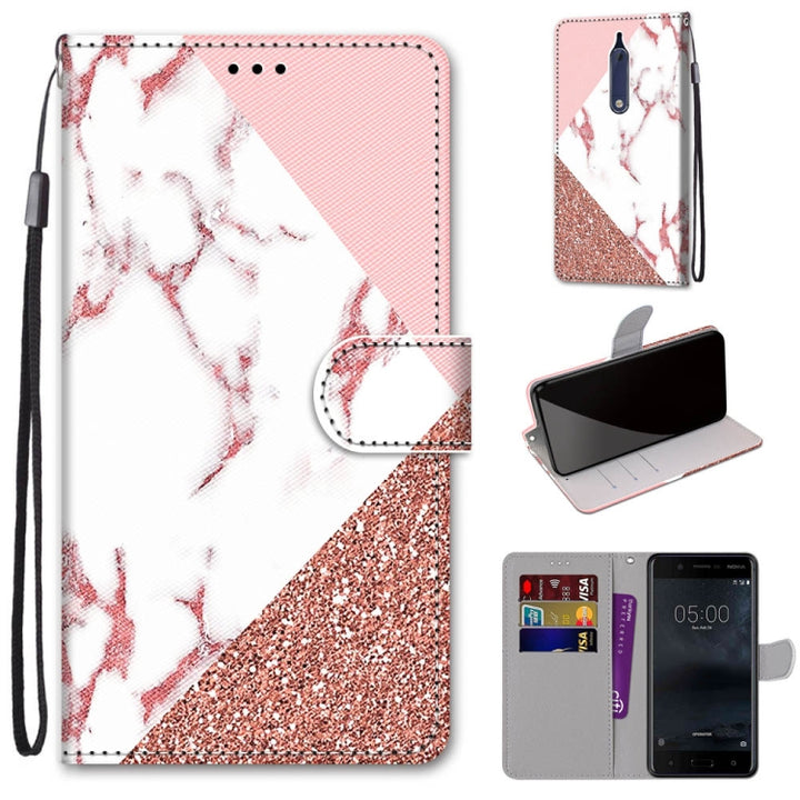 Coloured Drawing Cross Texture Horizontal Flip PU Leather Case with Holder & Card Slots & Wallet & Lanyard, For Nokia 5