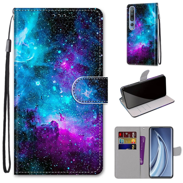 Coloured Drawing Cross Texture Horizontal Flip PU Leather Case with Holder & Card Slots & Wallet & Lanyard, For Xiaomi Mi 10 Pro 5G