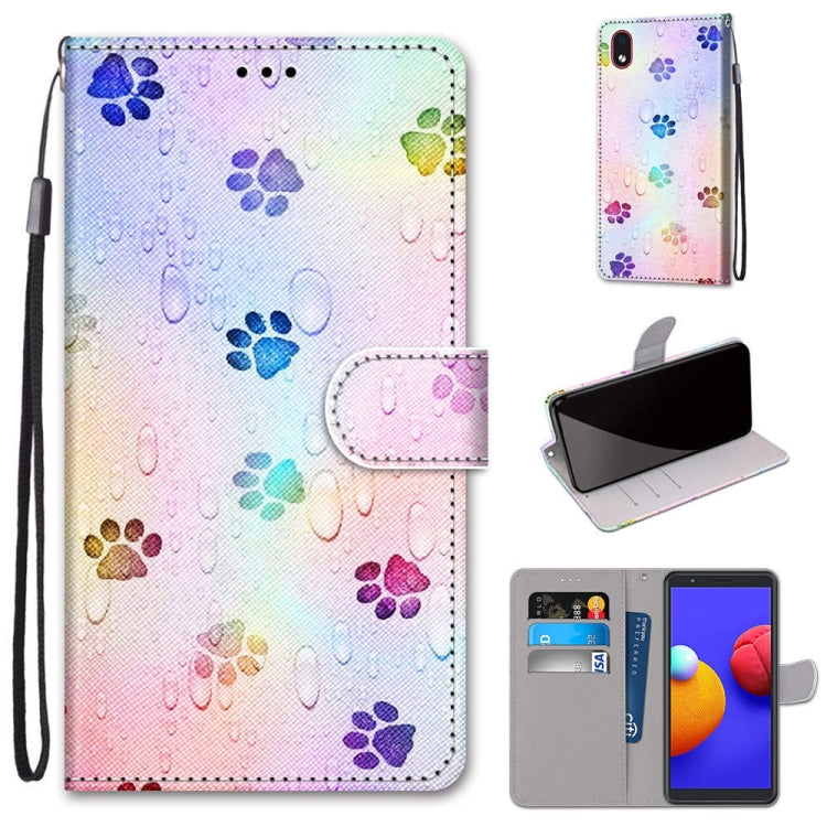 Coloured Drawing Cross Texture Horizontal Flip PU Leather Case with Holder & Card Slots & Wallet & Lanyard, For Samsung Galaxy A01 Core