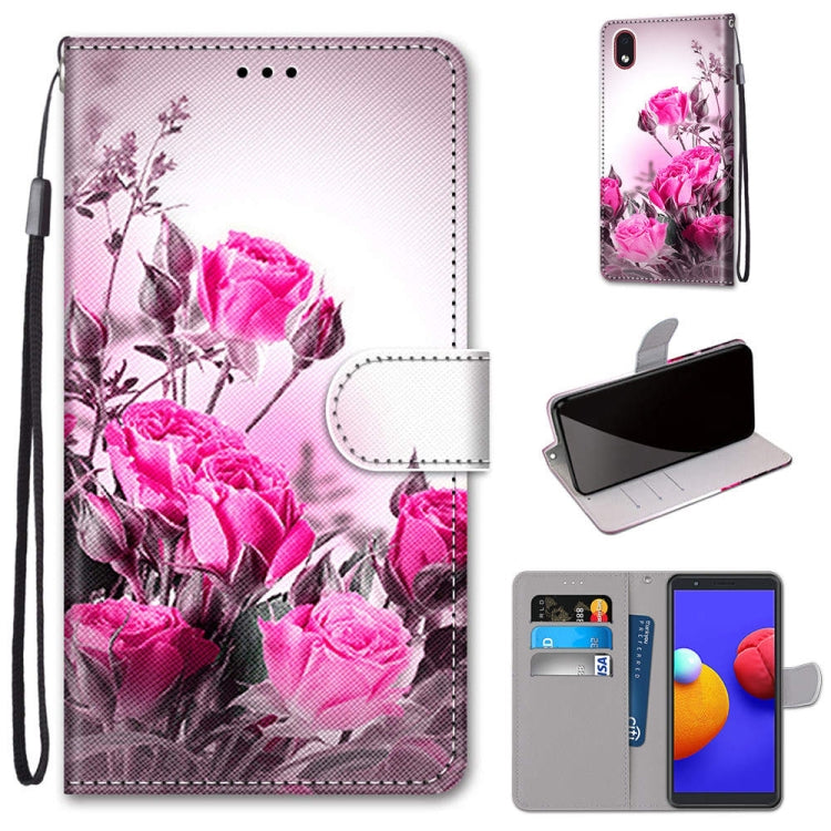 Coloured Drawing Cross Texture Horizontal Flip PU Leather Case with Holder & Card Slots & Wallet & Lanyard, For Samsung Galaxy A01 Core