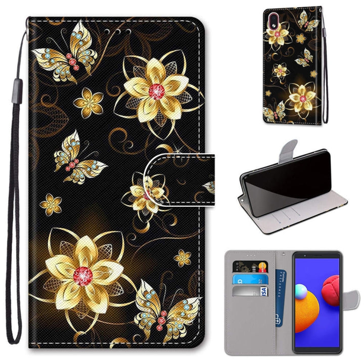 Coloured Drawing Cross Texture Horizontal Flip PU Leather Case with Holder & Card Slots & Wallet & Lanyard, For Samsung Galaxy A01 Core