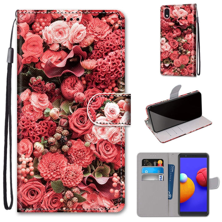 Coloured Drawing Cross Texture Horizontal Flip PU Leather Case with Holder & Card Slots & Wallet & Lanyard, For Samsung Galaxy A01 Core