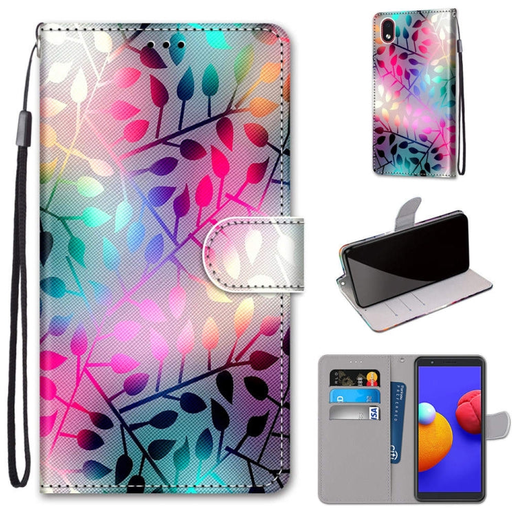 Coloured Drawing Cross Texture Horizontal Flip PU Leather Case with Holder & Card Slots & Wallet & Lanyard, For Samsung Galaxy A01 Core