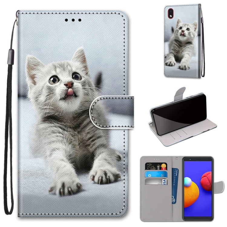 Coloured Drawing Cross Texture Horizontal Flip PU Leather Case with Holder & Card Slots & Wallet & Lanyard, For Samsung Galaxy A01 Core