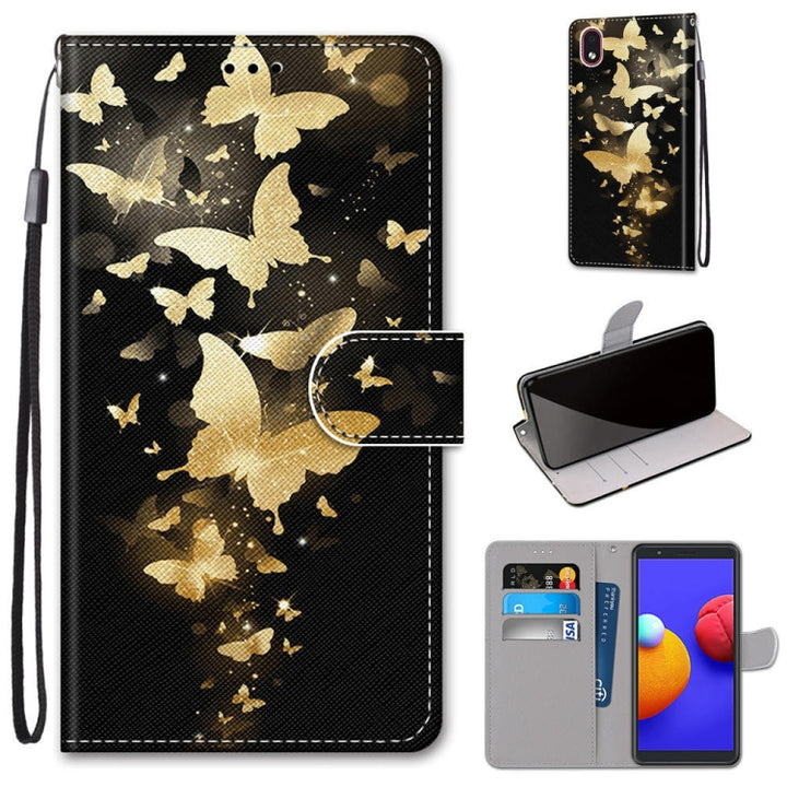 Coloured Drawing Cross Texture Horizontal Flip PU Leather Case with Holder & Card Slots & Wallet & Lanyard, For Samsung Galaxy A01 Core