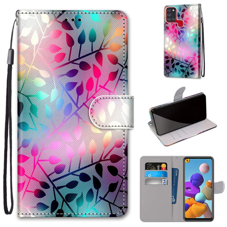 Coloured Drawing Cross Texture Horizontal Flip PU Leather Case with Holder & Card Slots & Wallet & Lanyard, For Samsung Galaxy A21s