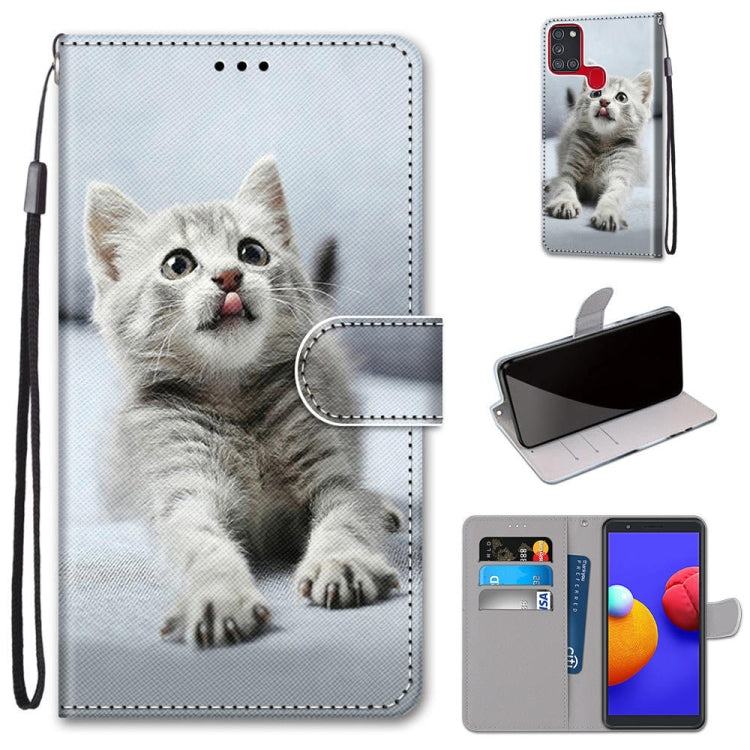 Coloured Drawing Cross Texture Horizontal Flip PU Leather Case with Holder & Card Slots & Wallet & Lanyard, For Samsung Galaxy A21s