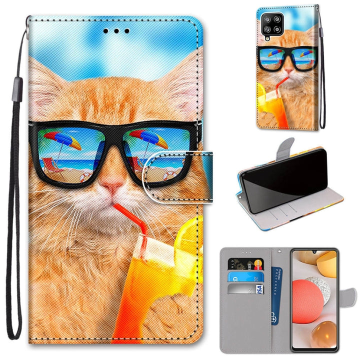 Coloured Drawing Cross Texture Horizontal Flip PU Leather Case with Holder & Card Slots & Wallet & Lanyard, For Samsung Galaxy A42 5G