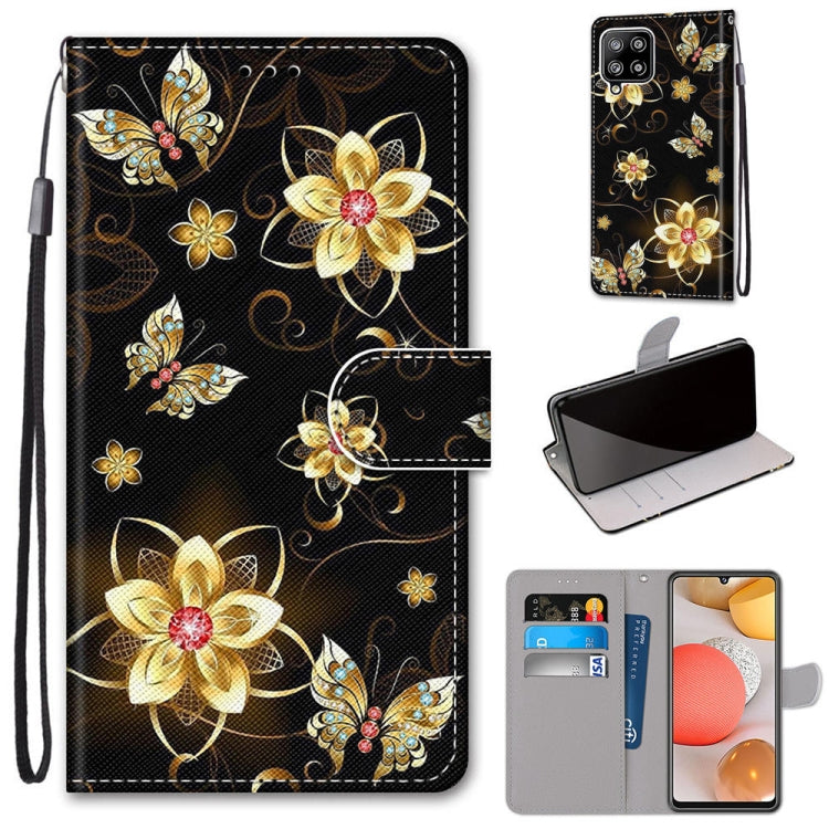 Coloured Drawing Cross Texture Horizontal Flip PU Leather Case with Holder & Card Slots & Wallet & Lanyard, For Samsung Galaxy A42 5G