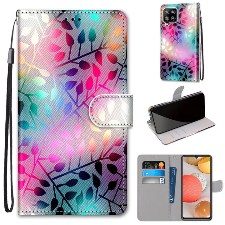 Coloured Drawing Cross Texture Horizontal Flip PU Leather Case with Holder & Card Slots & Wallet & Lanyard, For Samsung Galaxy A42 5G