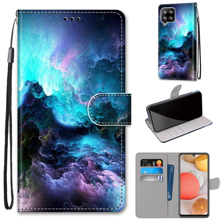 Coloured Drawing Cross Texture Horizontal Flip PU Leather Case with Holder & Card Slots & Wallet & Lanyard, For Samsung Galaxy A42 5G