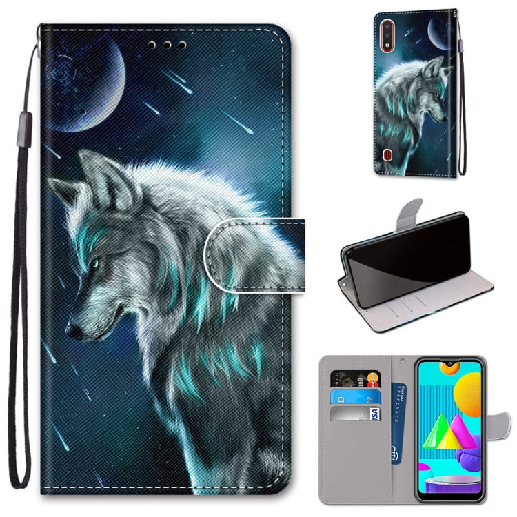 Coloured Drawing Cross Texture Horizontal Flip PU Leather Case with Holder & Card Slots & Wallet & Lanyard, For Samsung Galaxy M01