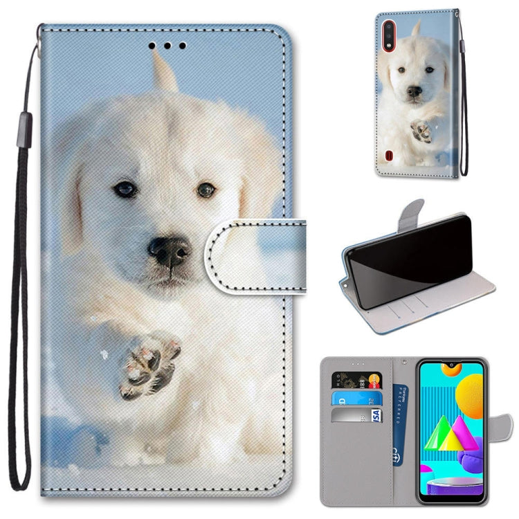 Coloured Drawing Cross Texture Horizontal Flip PU Leather Case with Holder & Card Slots & Wallet & Lanyard, For Samsung Galaxy M01