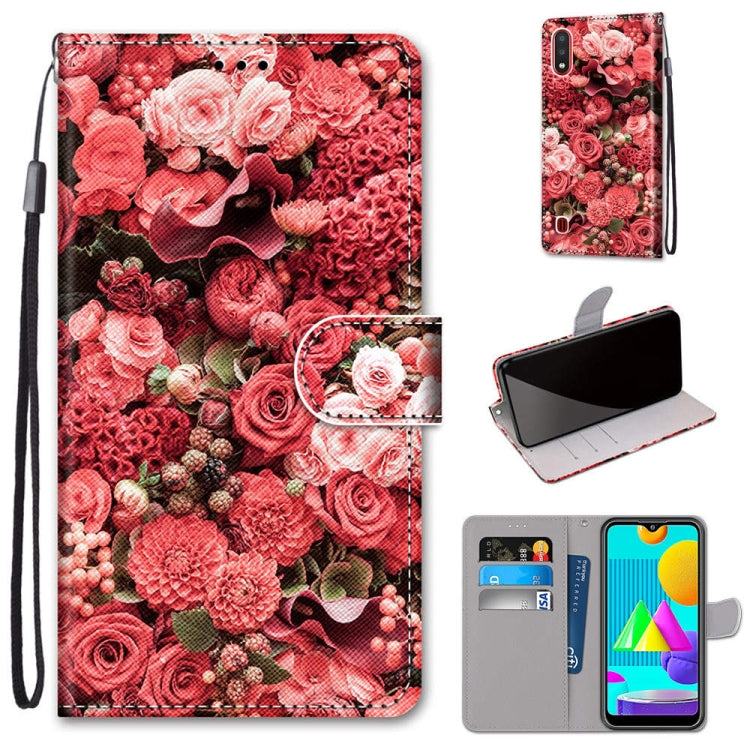 Coloured Drawing Cross Texture Horizontal Flip PU Leather Case with Holder & Card Slots & Wallet & Lanyard, For Samsung Galaxy M01