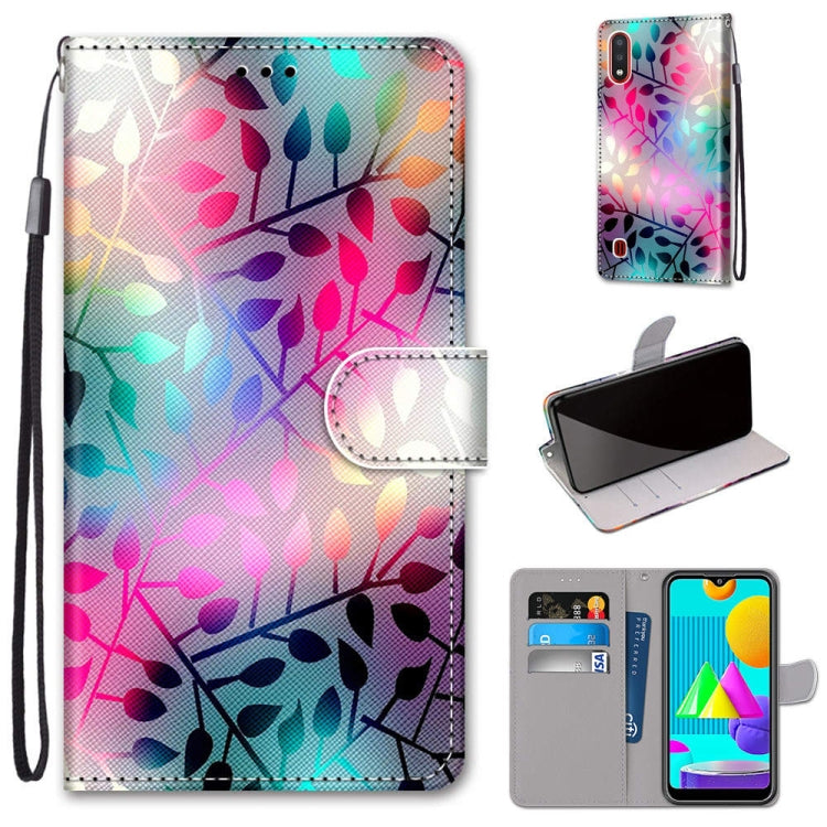 Coloured Drawing Cross Texture Horizontal Flip PU Leather Case with Holder & Card Slots & Wallet & Lanyard, For Samsung Galaxy M01