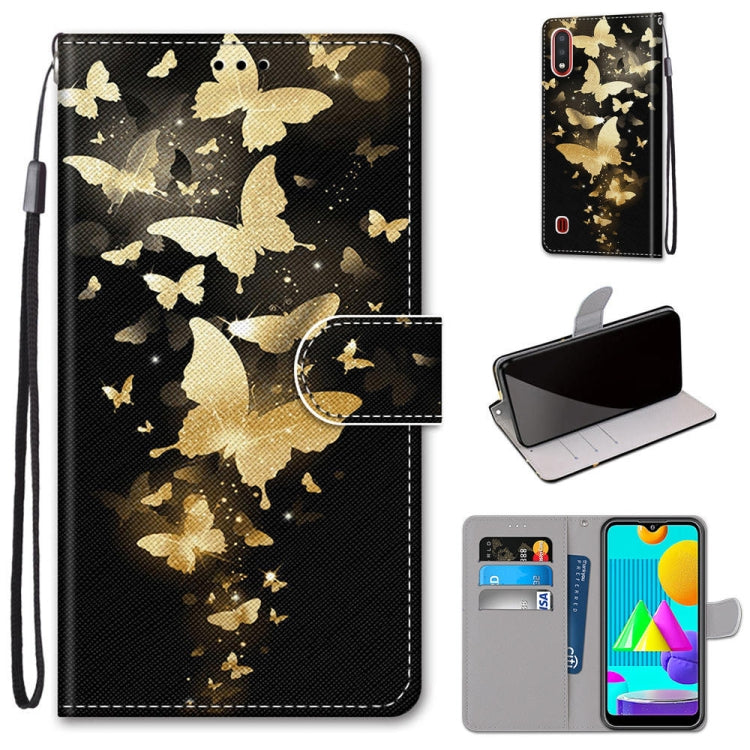 Coloured Drawing Cross Texture Horizontal Flip PU Leather Case with Holder & Card Slots & Wallet & Lanyard, For Samsung Galaxy M01