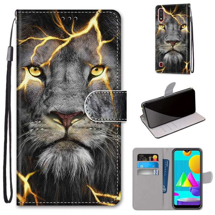 Coloured Drawing Cross Texture Horizontal Flip PU Leather Case with Holder & Card Slots & Wallet & Lanyard, For Samsung Galaxy M01