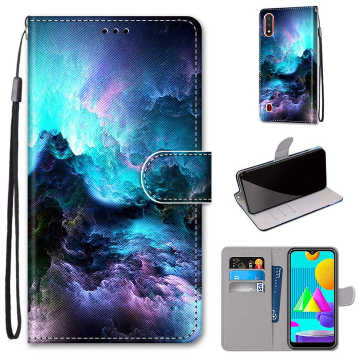 Coloured Drawing Cross Texture Horizontal Flip PU Leather Case with Holder & Card Slots & Wallet & Lanyard, For Samsung Galaxy M01