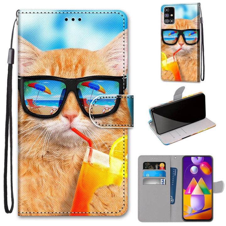 Coloured Drawing Cross Texture Horizontal Flip PU Leather Case with Holder & Card Slots & Wallet & Lanyard, For Samsung Galaxy M31s