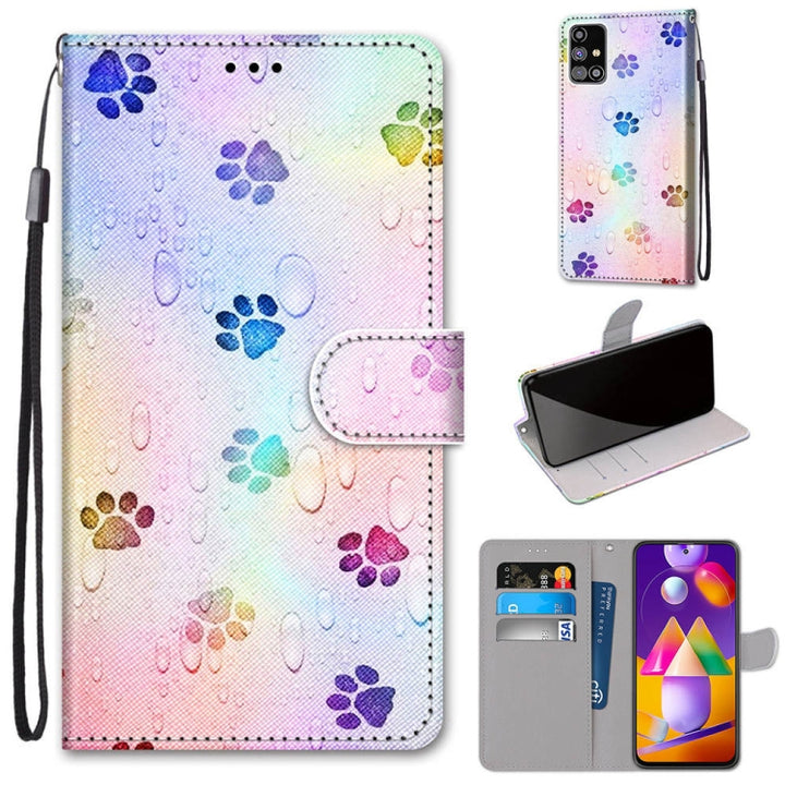 Coloured Drawing Cross Texture Horizontal Flip PU Leather Case with Holder & Card Slots & Wallet & Lanyard, For Samsung Galaxy M31s