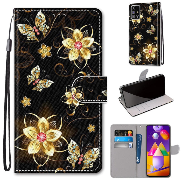 Coloured Drawing Cross Texture Horizontal Flip PU Leather Case with Holder & Card Slots & Wallet & Lanyard, For Samsung Galaxy M31s