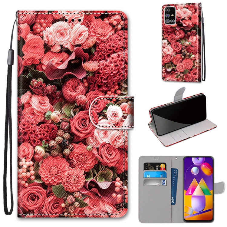 Coloured Drawing Cross Texture Horizontal Flip PU Leather Case with Holder & Card Slots & Wallet & Lanyard, For Samsung Galaxy M31s