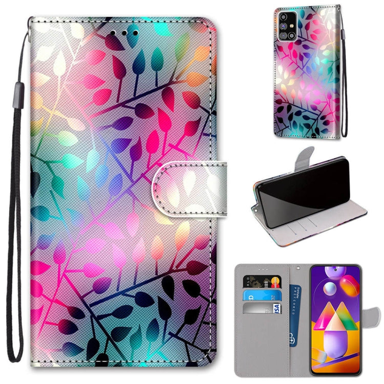 Coloured Drawing Cross Texture Horizontal Flip PU Leather Case with Holder & Card Slots & Wallet & Lanyard, For Samsung Galaxy M31s