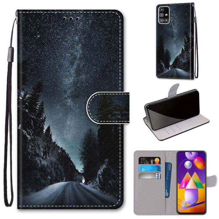 Coloured Drawing Cross Texture Horizontal Flip PU Leather Case with Holder & Card Slots & Wallet & Lanyard, For Samsung Galaxy M31s