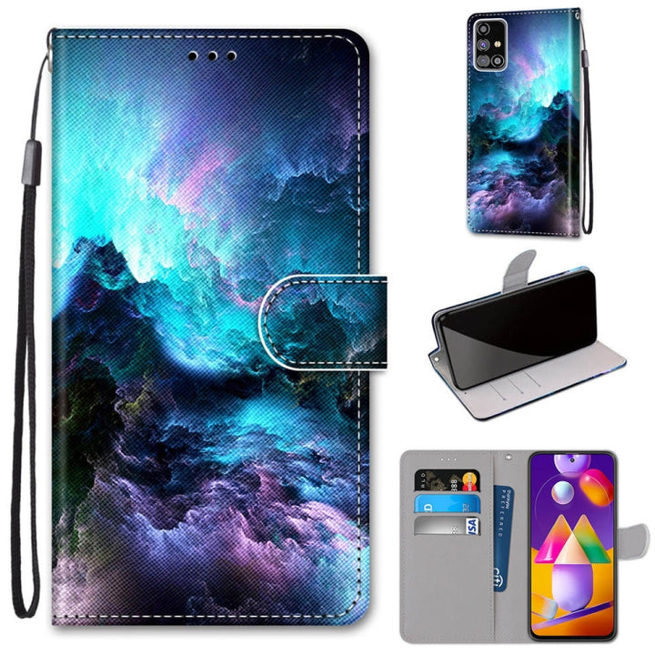 Coloured Drawing Cross Texture Horizontal Flip PU Leather Case with Holder & Card Slots & Wallet & Lanyard, For Samsung Galaxy M31s