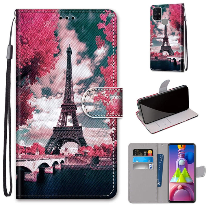 Coloured Drawing Cross Texture Horizontal Flip PU Leather Case with Holder & Card Slots & Wallet & Lanyard, For Samsung Galaxy M51