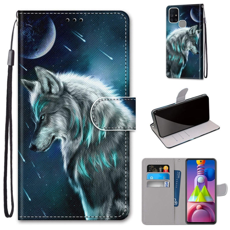 Coloured Drawing Cross Texture Horizontal Flip PU Leather Case with Holder & Card Slots & Wallet & Lanyard, For Samsung Galaxy M51