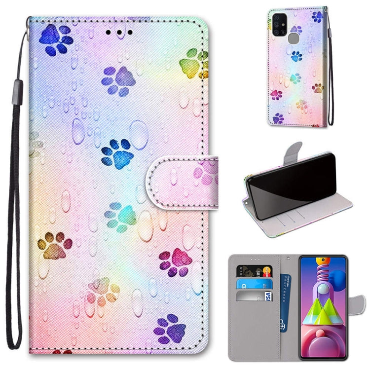 Coloured Drawing Cross Texture Horizontal Flip PU Leather Case with Holder & Card Slots & Wallet & Lanyard, For Samsung Galaxy M51