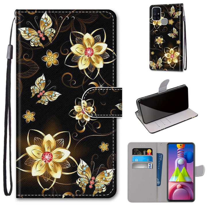 Coloured Drawing Cross Texture Horizontal Flip PU Leather Case with Holder & Card Slots & Wallet & Lanyard, For Samsung Galaxy M51