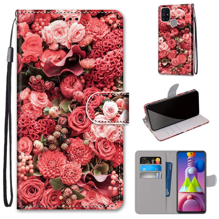 Coloured Drawing Cross Texture Horizontal Flip PU Leather Case with Holder & Card Slots & Wallet & Lanyard, For Samsung Galaxy M51