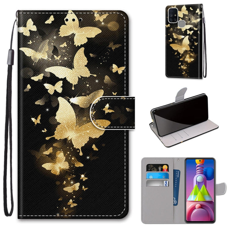 Coloured Drawing Cross Texture Horizontal Flip PU Leather Case with Holder & Card Slots & Wallet & Lanyard, For Samsung Galaxy M51