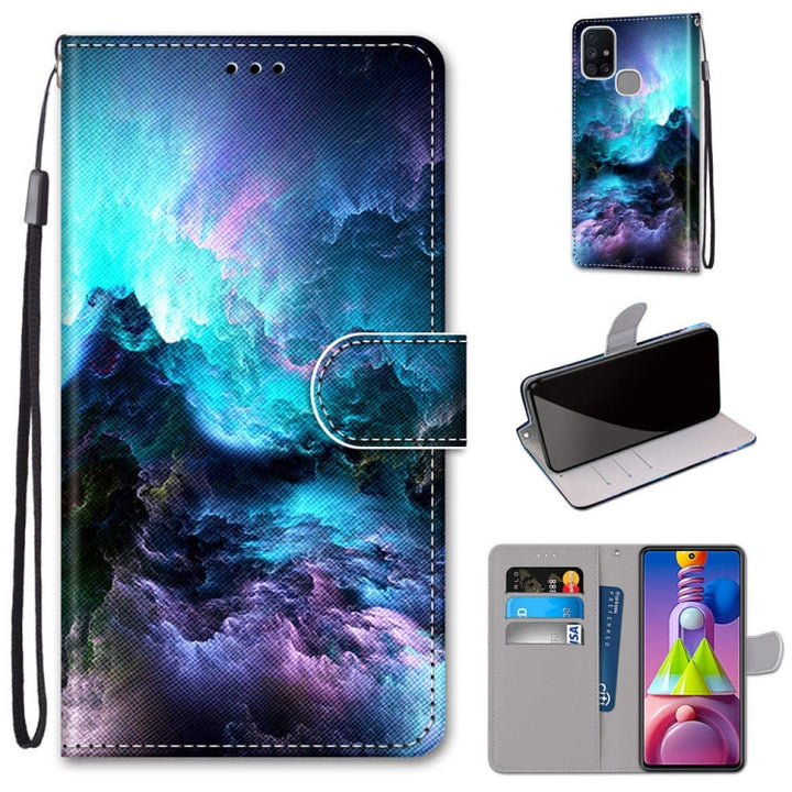 Coloured Drawing Cross Texture Horizontal Flip PU Leather Case with Holder & Card Slots & Wallet & Lanyard, For Samsung Galaxy M51