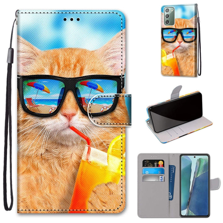 Coloured Drawing Cross Texture Horizontal Flip PU Leather Case with Holder & Card Slots & Wallet & Lanyard, For Samsung Galaxy Note 20