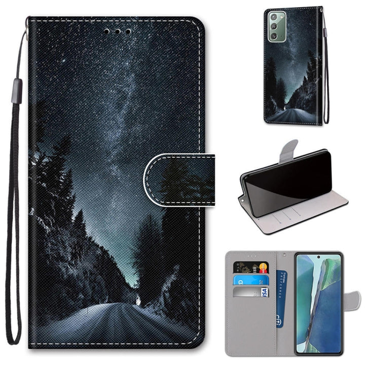 Coloured Drawing Cross Texture Horizontal Flip PU Leather Case with Holder & Card Slots & Wallet & Lanyard, For Samsung Galaxy Note 20