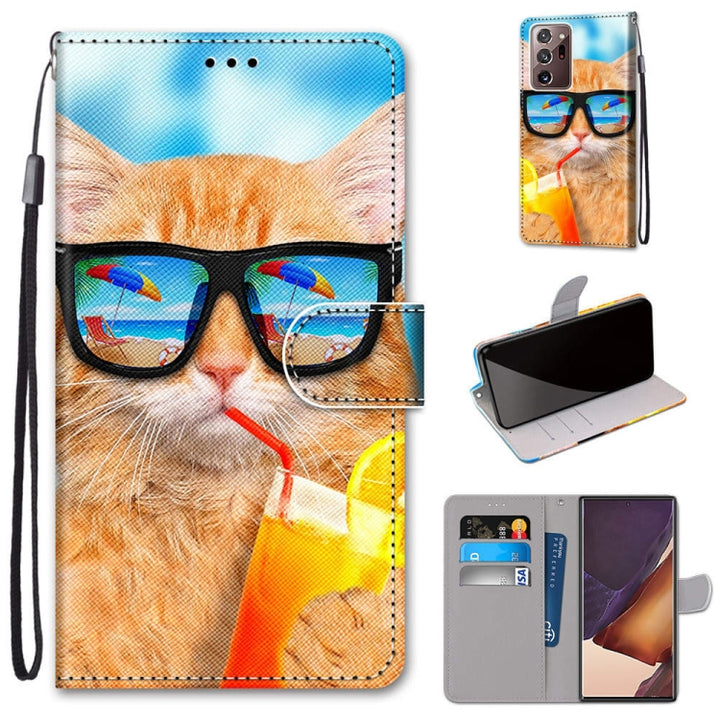 Coloured Drawing Cross Texture Horizontal Flip PU Leather Case with Holder & Card Slots & Wallet & Lanyard, For Samsung Galaxy Note 20 Ultra