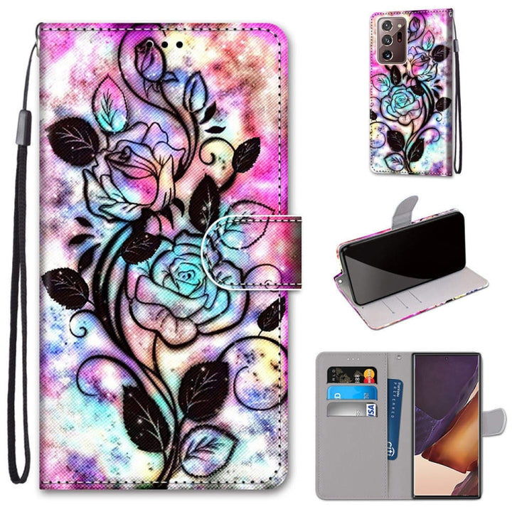 Coloured Drawing Cross Texture Horizontal Flip PU Leather Case with Holder & Card Slots & Wallet & Lanyard, For Samsung Galaxy Note 20 Ultra